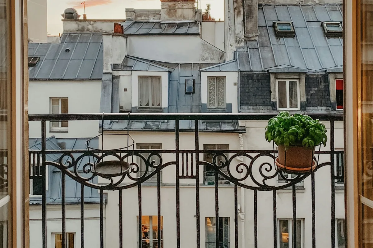 Fenêtre ouverte sur les toits de zinc de Paris